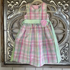 Girls Pastel Tartan Summer Dress. Size 6X